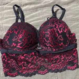 La SENZA Black and Pink Lace Bra